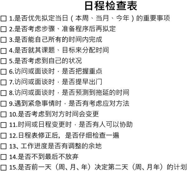 日程检查表