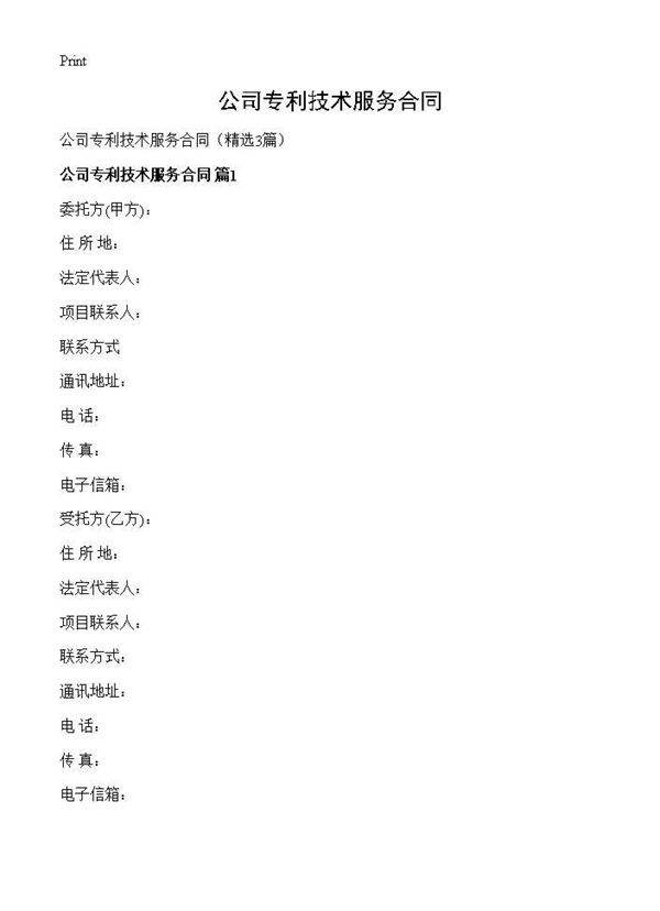 公司专利技术服务合同3篇