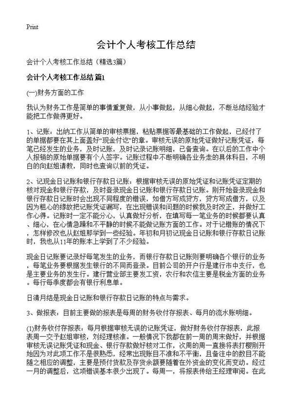 会计个人考核工作总结3篇