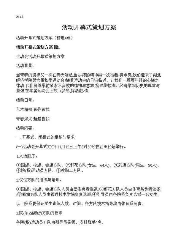 活动开幕式策划方案4篇