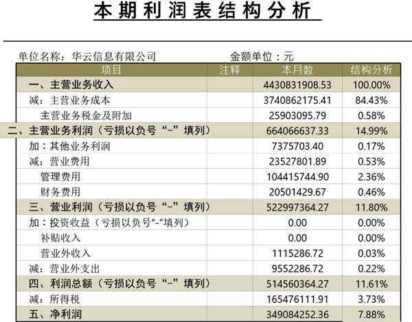 利润表结构析模板