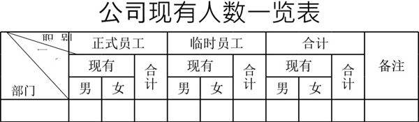 公司现有人数一览表