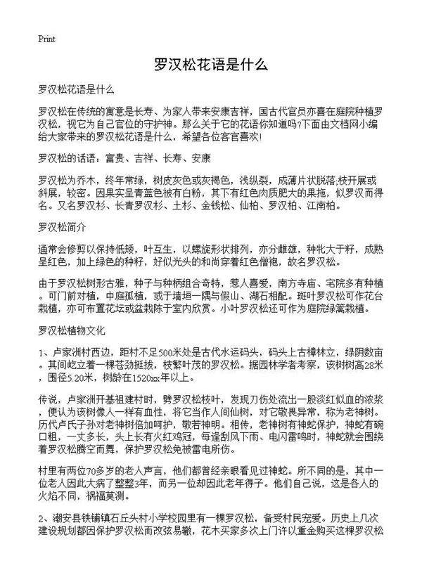 罗汉松花语是什么