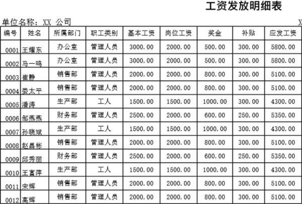 工资管理系统模板