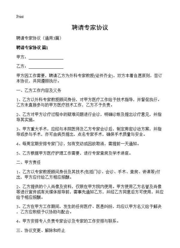 聘请专家协议3篇
