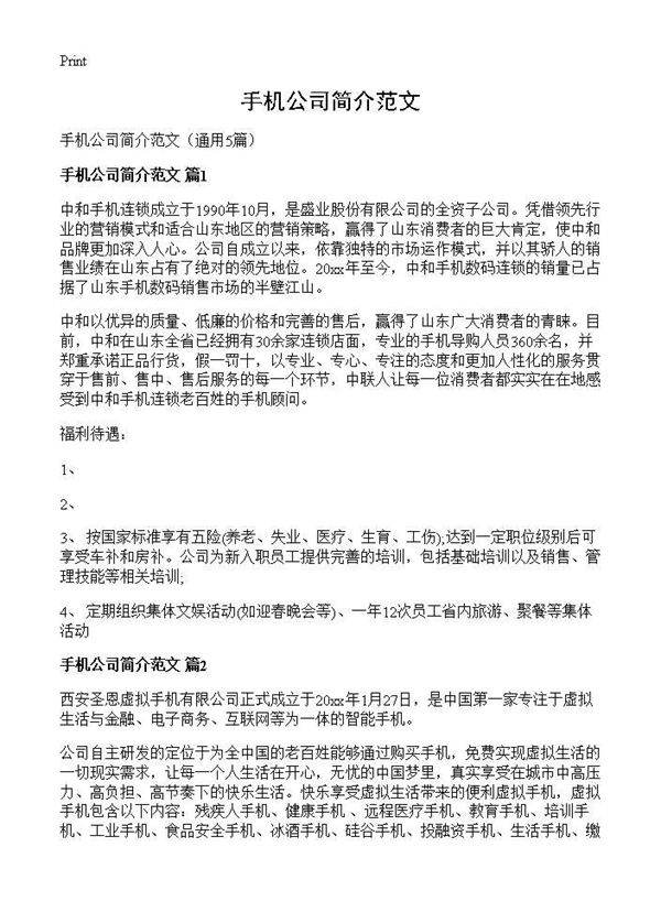 手机公司简介范文5篇