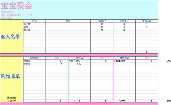 宝宝聚会计划模板