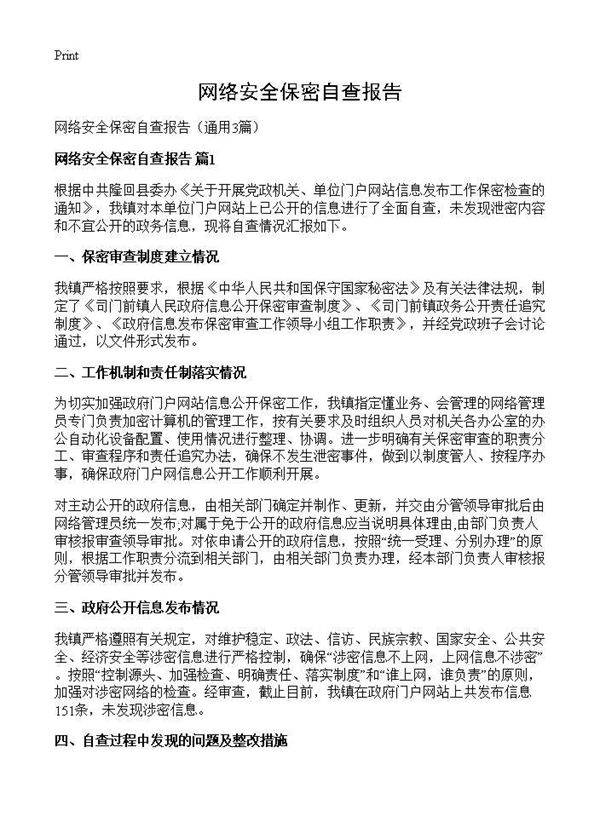 网络安全保密自查报告3篇