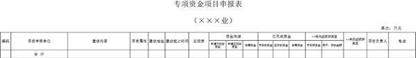 专项资金项目申报表模板