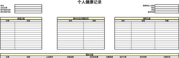 个人健康记录模板