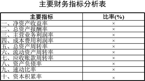 主要财务指标分析表模板