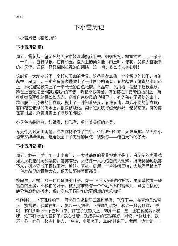 下小雪周记3篇