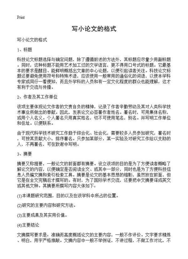 写小论文的格式