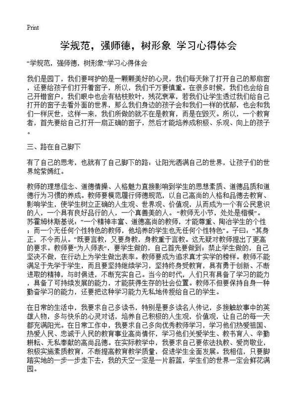 学规范,强师德,树形象学习心得体会