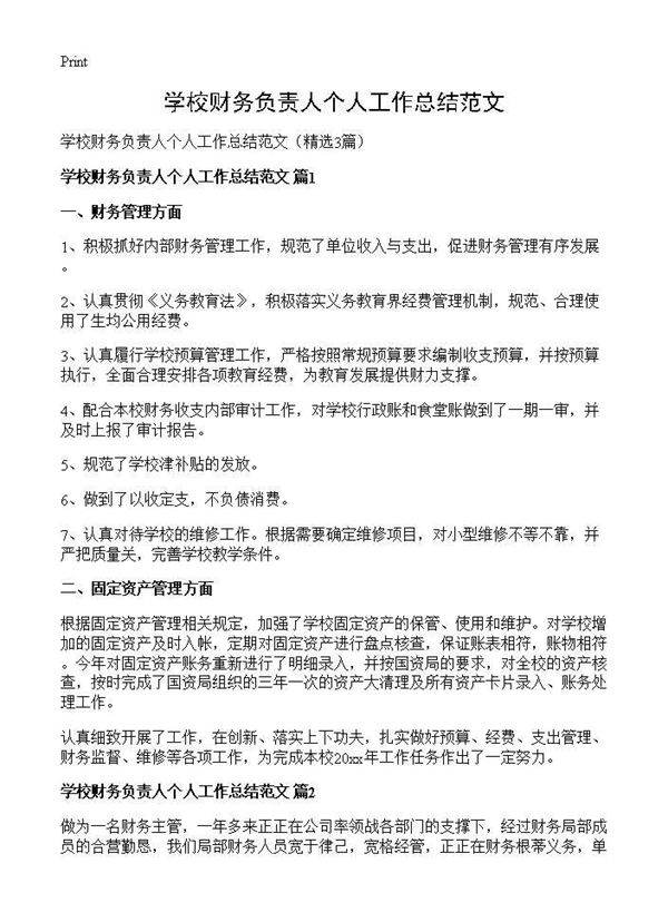 学校财务负责人个人工作总结范文3篇