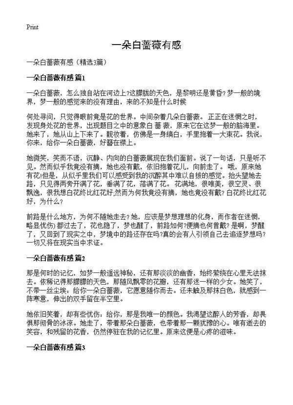 一朵白蔷薇有感3篇