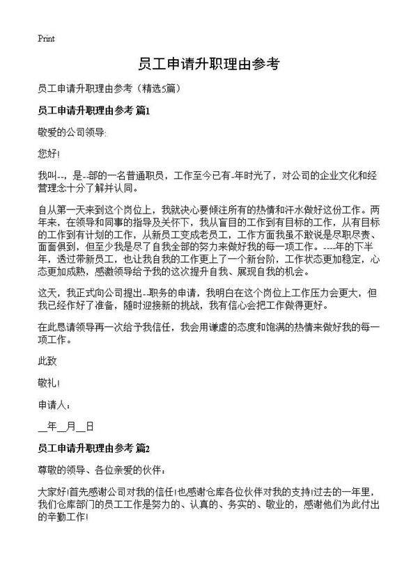 员工申请升职理由参考5篇