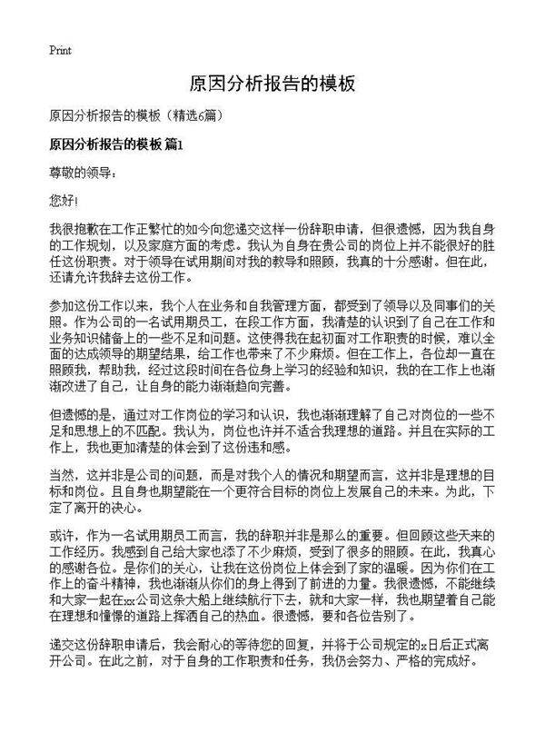 原因分析报告的模板6篇