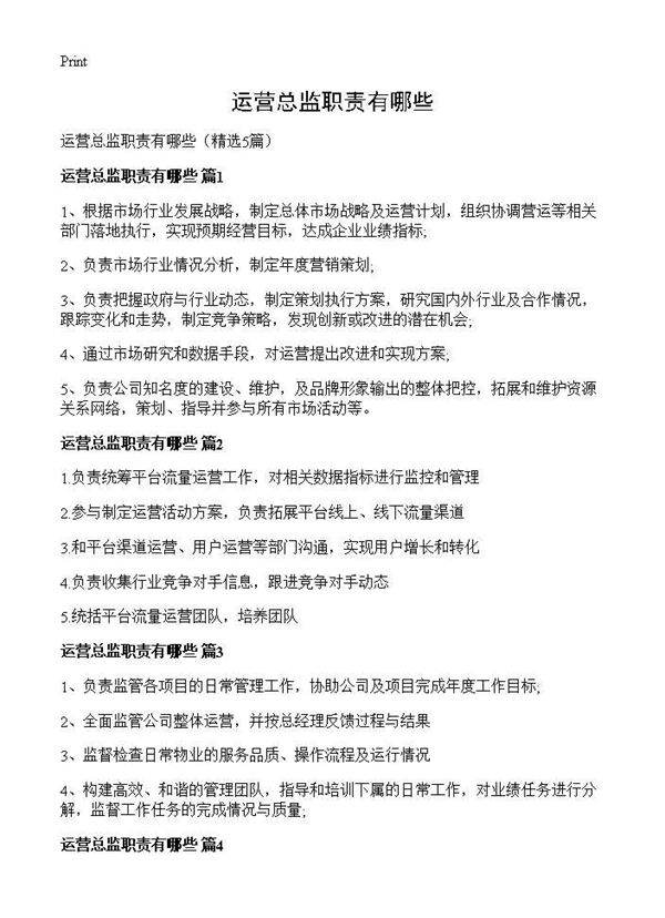 运营总监职责有哪些5篇