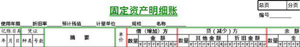 固定资产明细账
