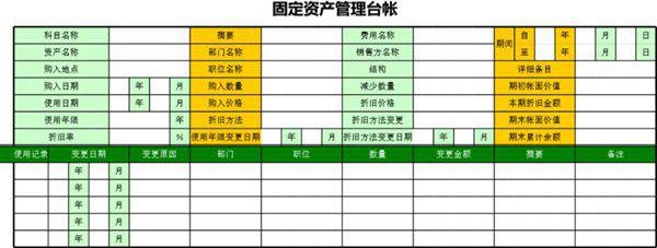 固定资产管理台帐模板
