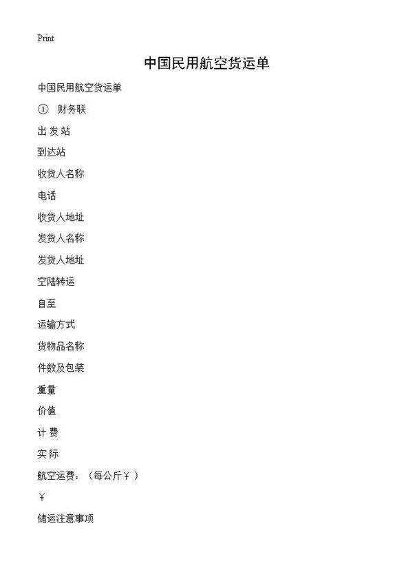 中国民用航空货运单