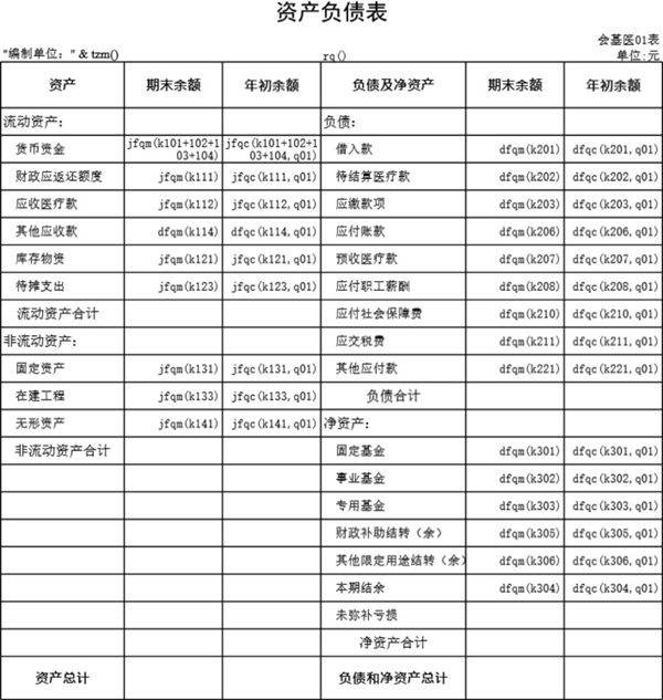 基层医疗卫生机构会计表格模板