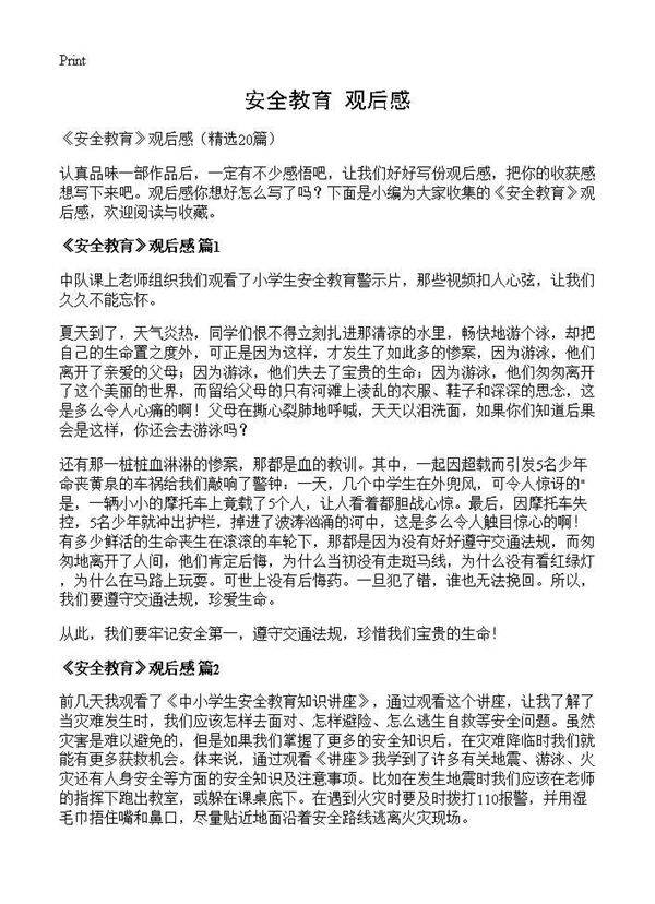 《安全教育》观后感20篇