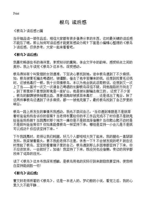 《根鸟》读后感