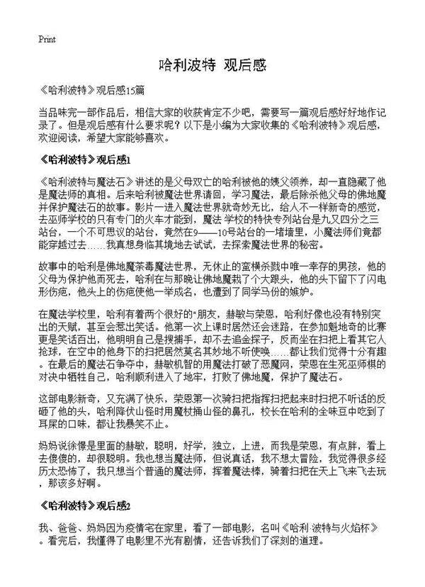 《哈利波特》观后感