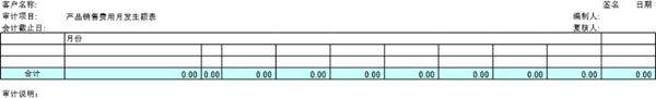 审计底稿模板F03产品销售费用