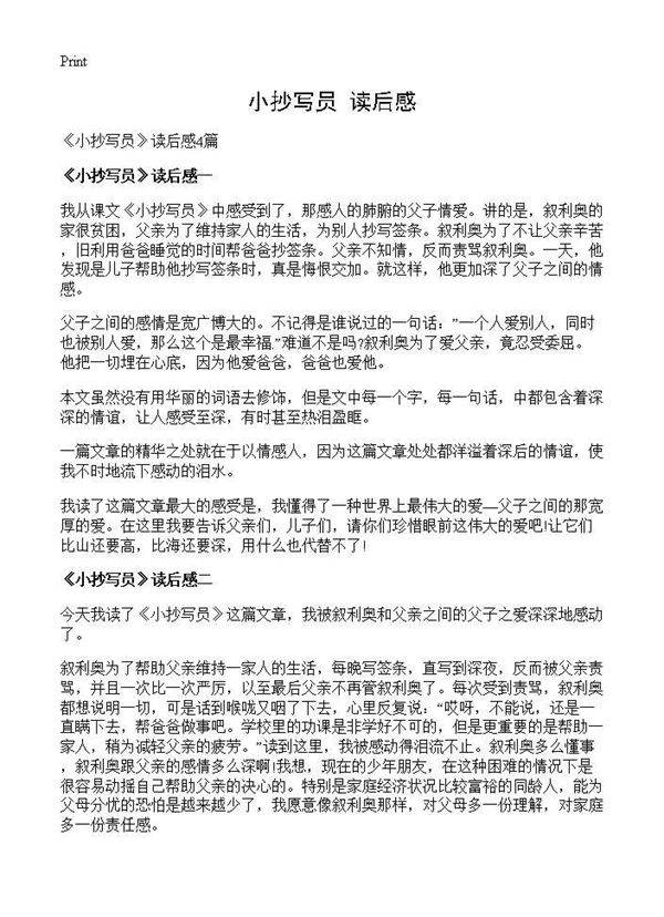 《小抄写员》读后感