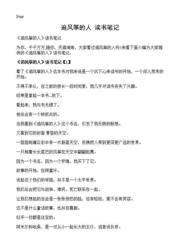 《追风筝的人》读书笔记