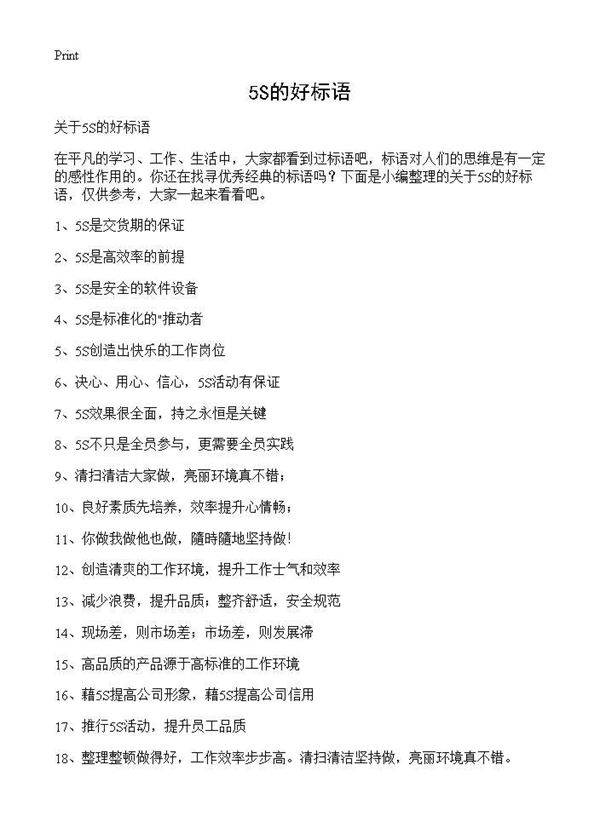 5S的好标语