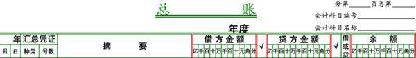 年度总账表格模板