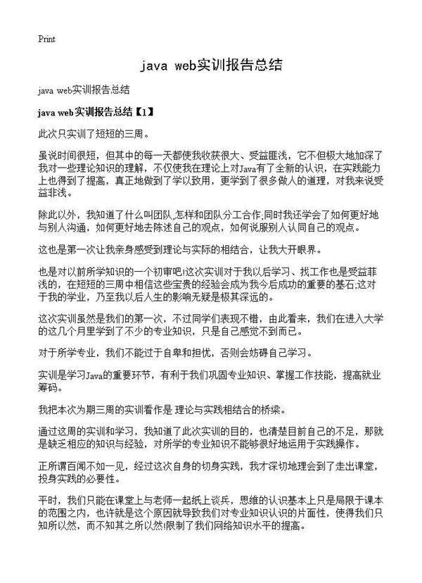 java web实训报告总结