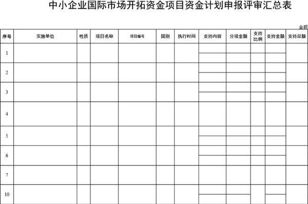开拓资金项目资金计划申报评审表模板