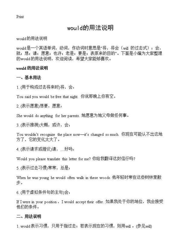 would的用法说明