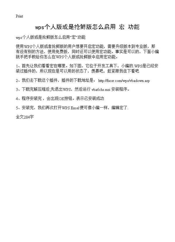 wps个人版或是抢鲜版怎么启用宏功能
