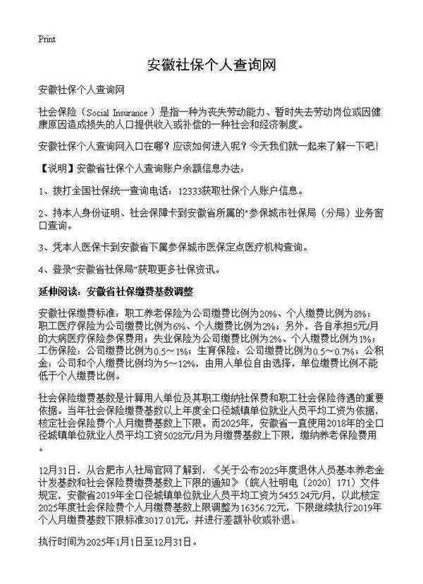 安徽社保个人查询网