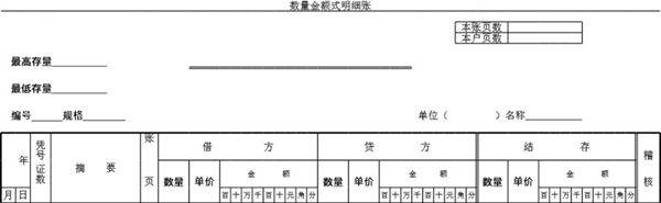 数量金额式明细账