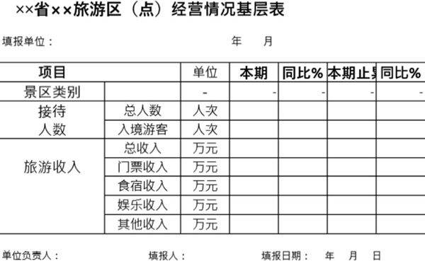 旅游区(点)经营情况基层表模板