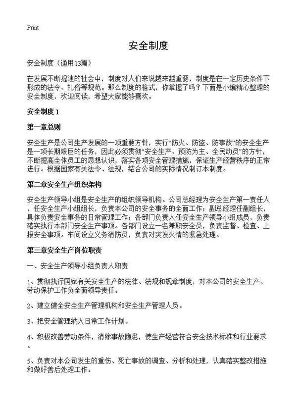 安全制度13篇