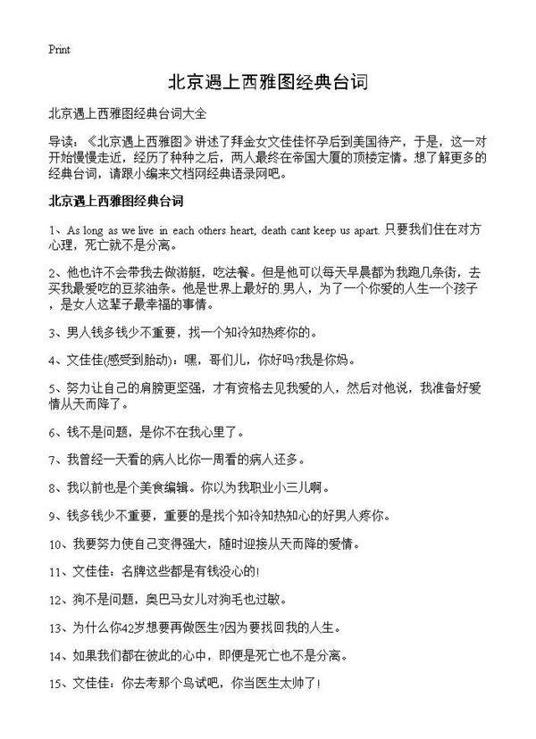 北京遇上西雅图经典台词