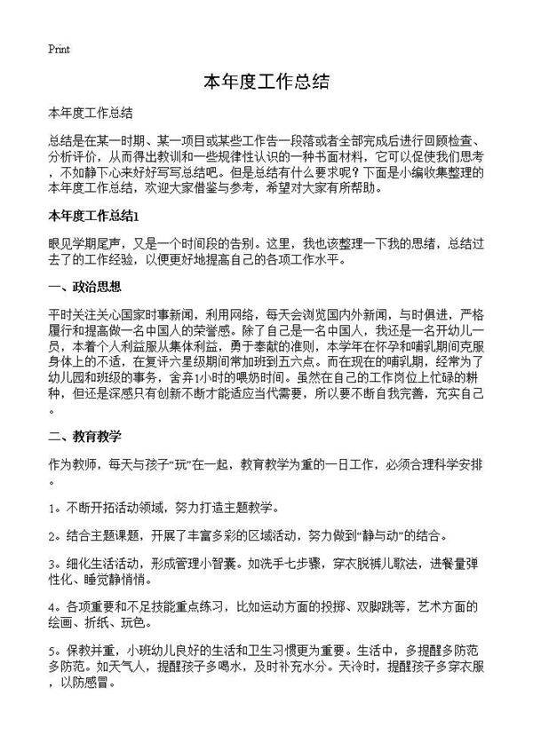 本年度工作总结