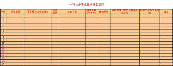 社会事业重点储备项目