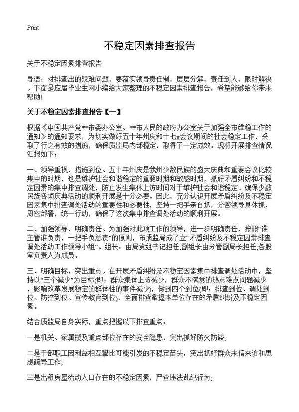 不稳定因素排查报告