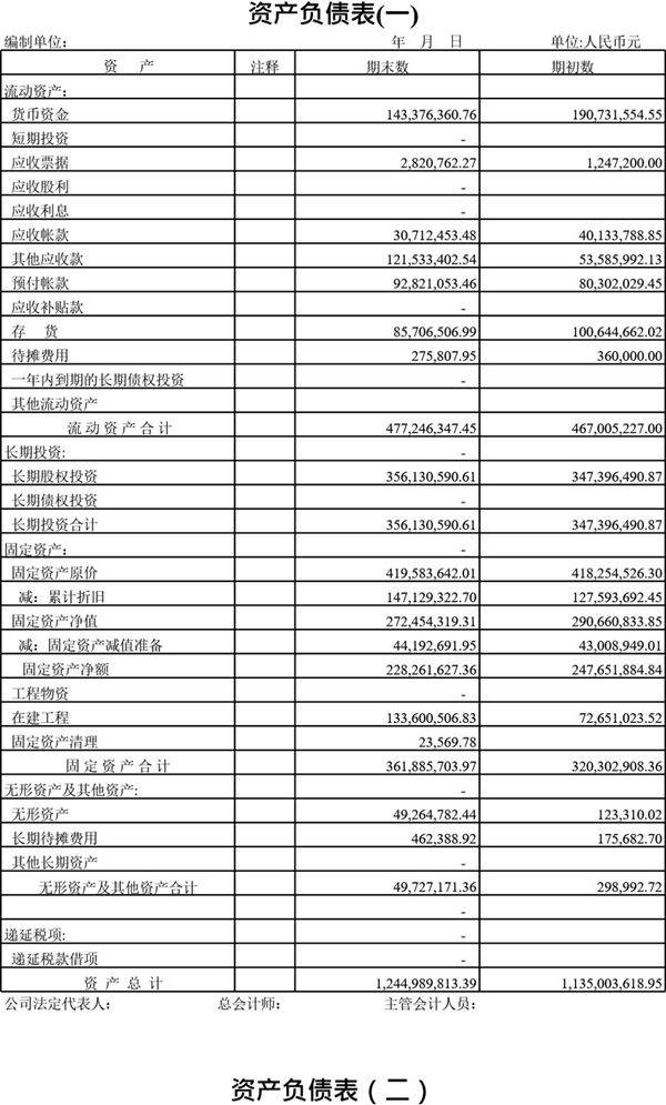 资产负债表3模板