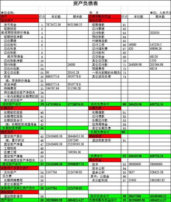 资产负债表5模板