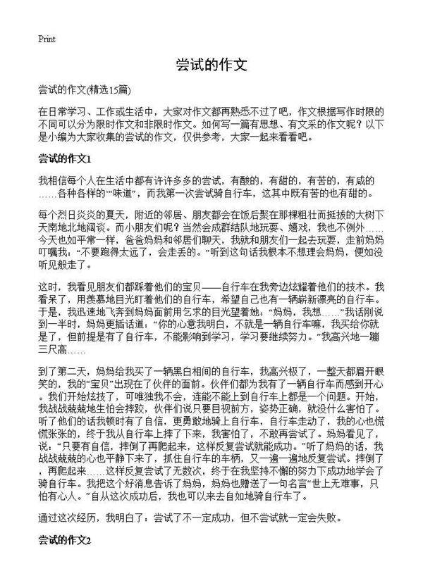 尝试的作文15篇